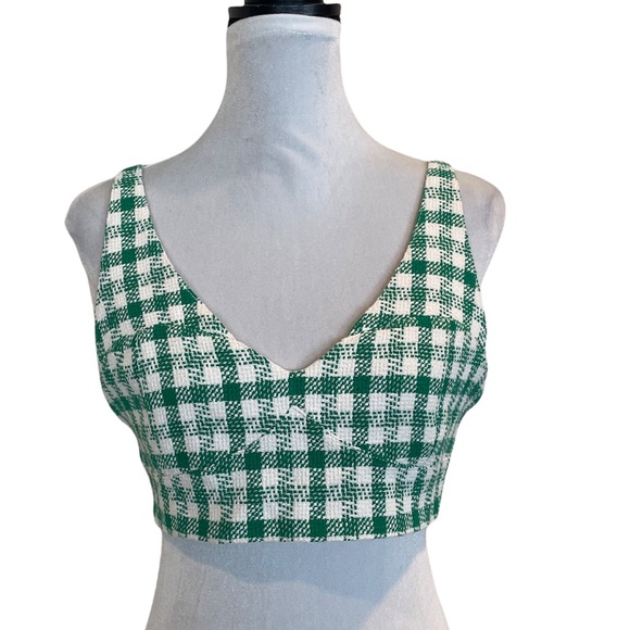 Zara | Tops | Nwt Zara Tweed Green And Cream Cropped Bra Top Size Large |  Poshmark